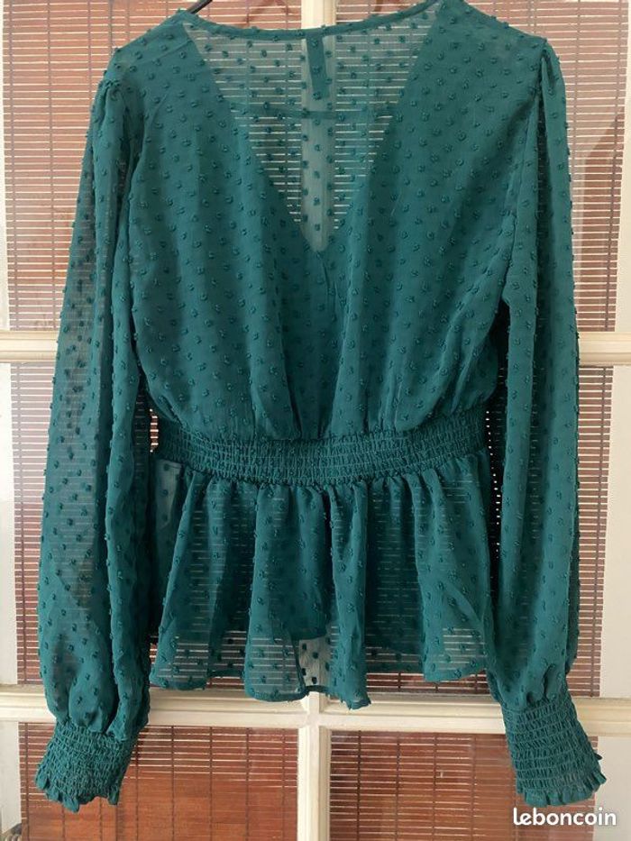 Blouse col V vert sapin - photo numéro 3
