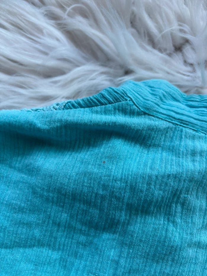 Chemisier / chemise daxon bleu clair bouton manches courtes vintage 2000s taille M-38 - photo numéro 11