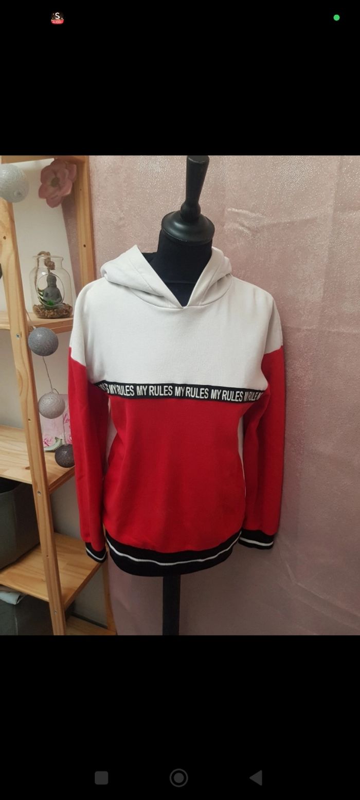 Sweat rouge et blanc - Kiabi - Taille S