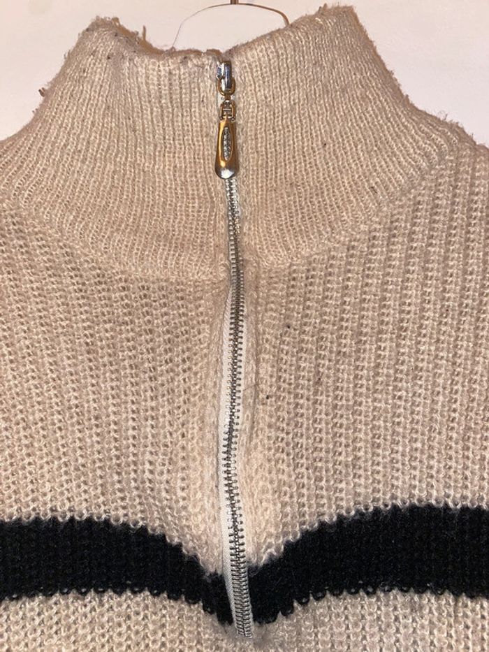 Robe pull rayé beige et noir - photo numéro 2