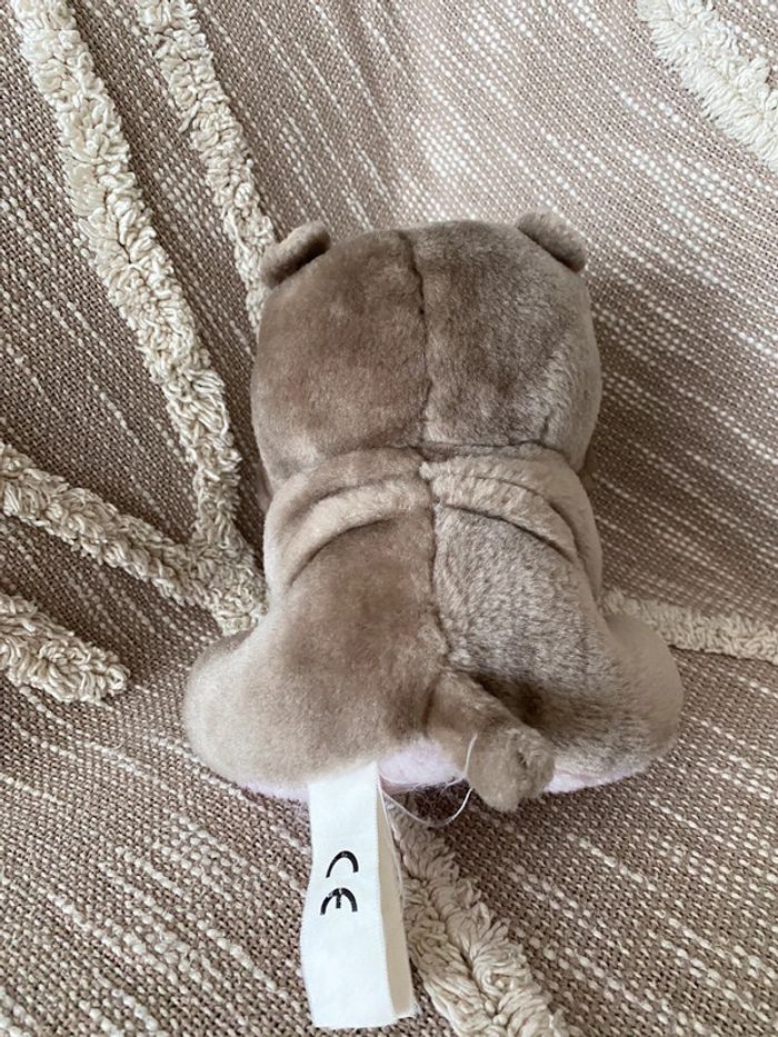 Peluche Doudou 27cm Big Headz hippopotame gros yeux gris marron très bon état - photo numéro 3