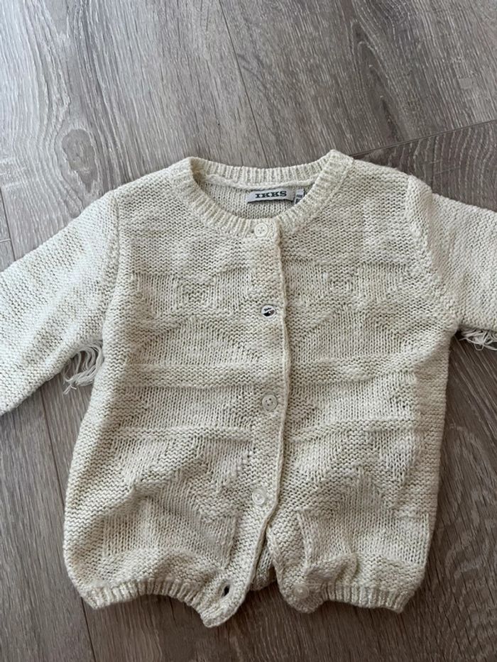 Gilet fille beige pailleté IKKS 18 mois