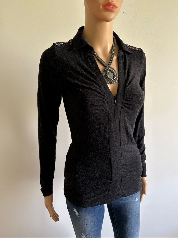 Pull gris foncé à manches longues Morgan taille XS TBE - photo numéro 2