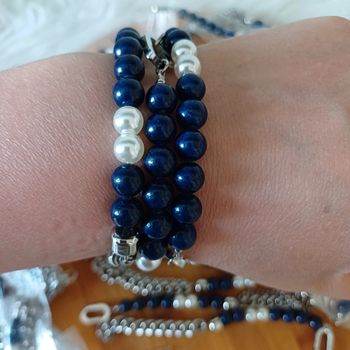 Bracelet y carré lapis-lazuli et acier inoxydable