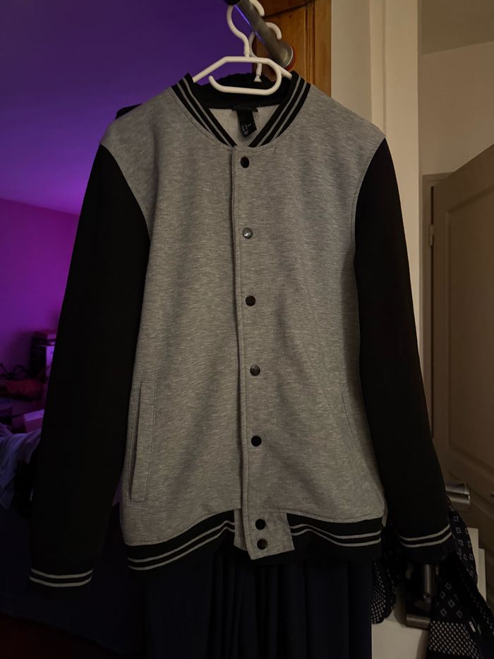 Veste Homme H&M grise blouson teddy - photo numéro 2
