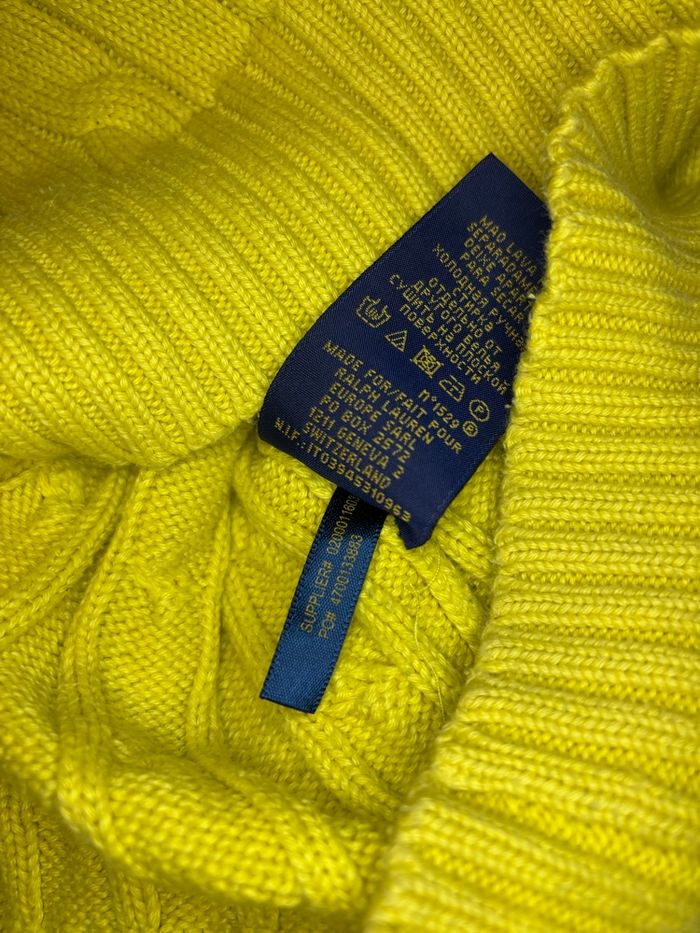 🌼 Pull Ralph Lauren Jaune à Col V Logo Orange - Taille S/36 - Très bon état - photo numéro 5