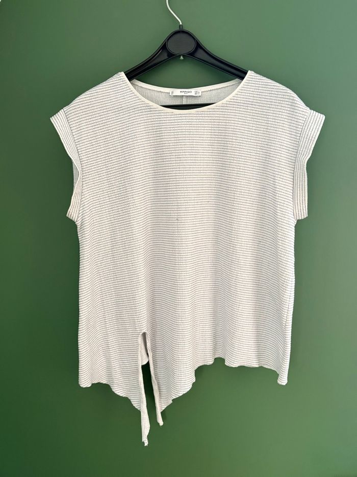 🌸 Top femme manches courtes Mango 🤍💎 – Taille L – TBE - photo numéro 4