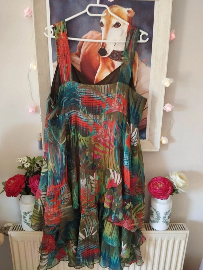 🐝Robe d'Été Imprimé Floral & Froufrous Toscane T44+🐝 - photo numéro 16