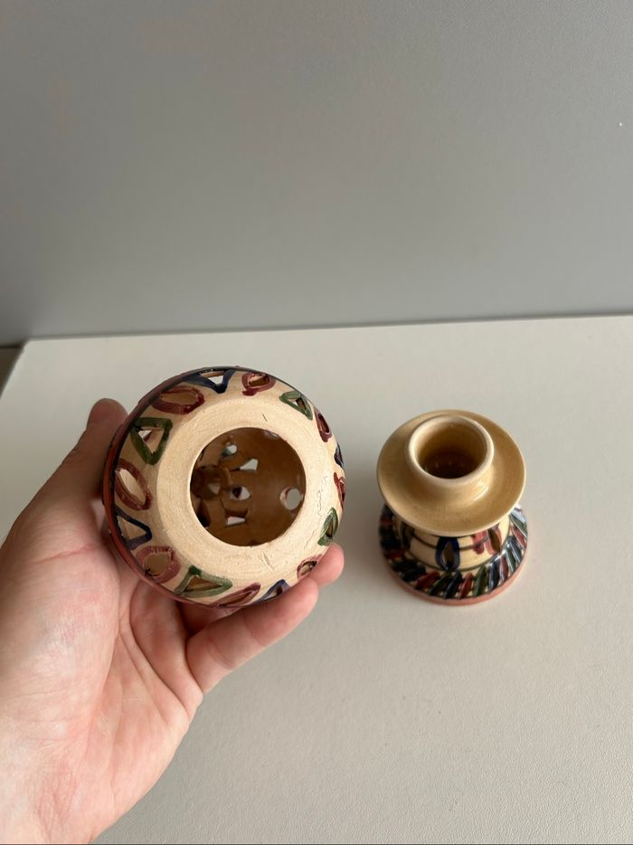 Brûleur à cône / photophore artisanal en céramique – 19 cm - photo numéro 4