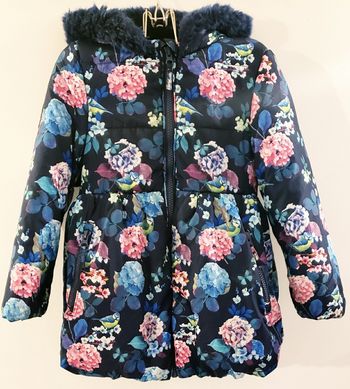 M&S UK Manteau d'hiver Bleu Marine à Motif Floral pour Fille 5-6 ans