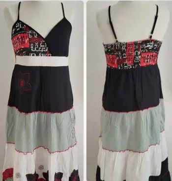 Très jolie robe longue à bretelles multicolore Frime taille 38