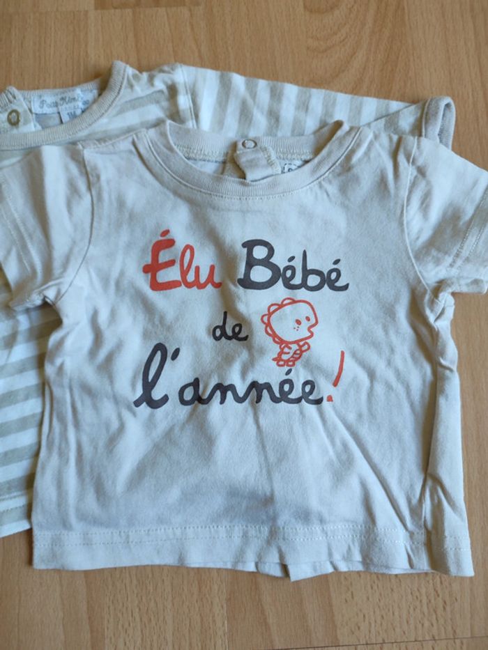 Lot tenue pantalon + t-shirts manches courtes et longues Petit Kimbaloo en 1M - photo numéro 5