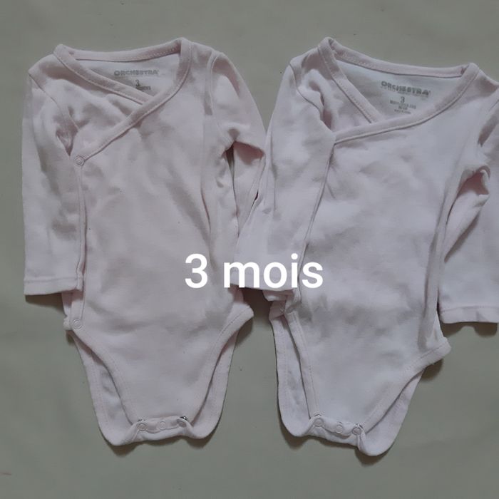 Lot de 2 bodies manches longues roses fille - Orchestra - 3 mois