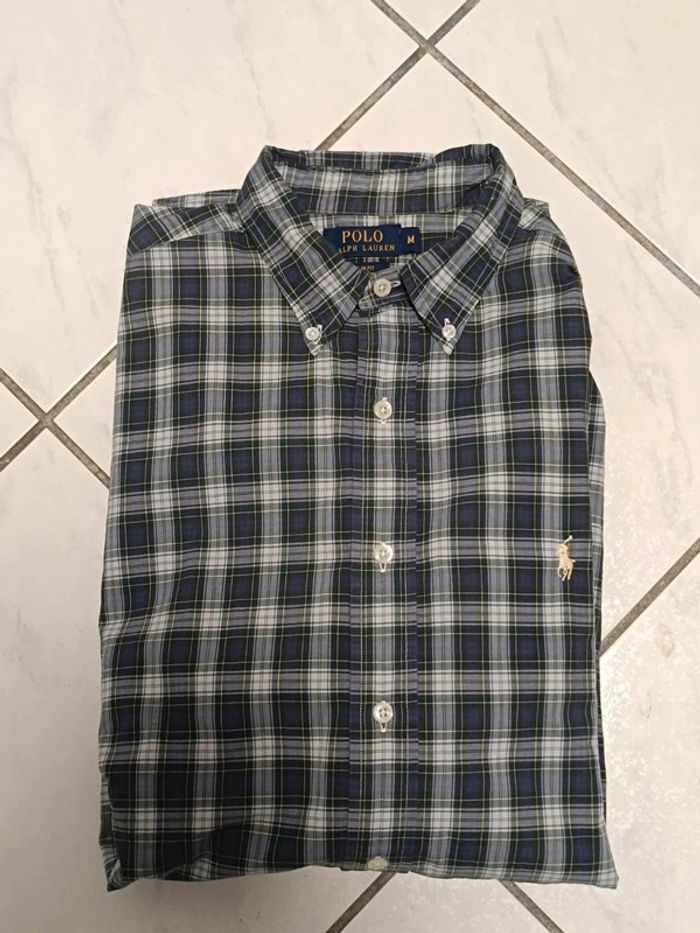 🟩 Chemise Ralph Lauren à Carreaux Vert/Bleu – Slim Fit – Taille M - photo numéro 11