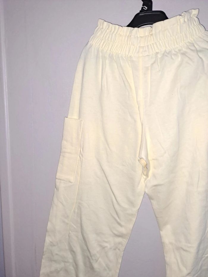 Pantalon large été coton crop cargo jaune pâle neuf fille zara 9 ans - photo numéro 3