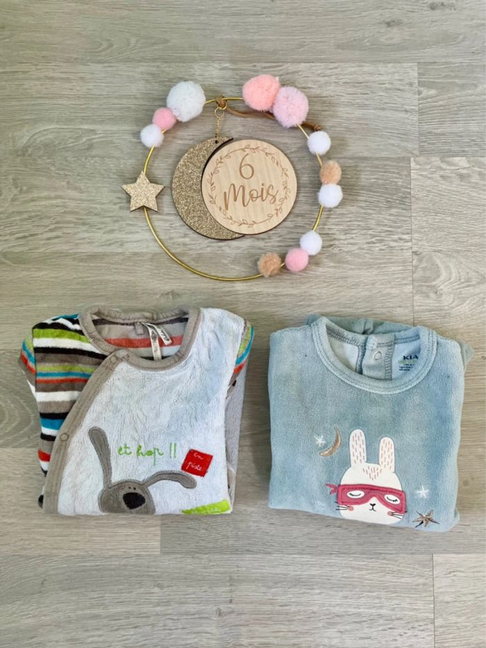 Lot de 2 pyjamas velours - 6 mois