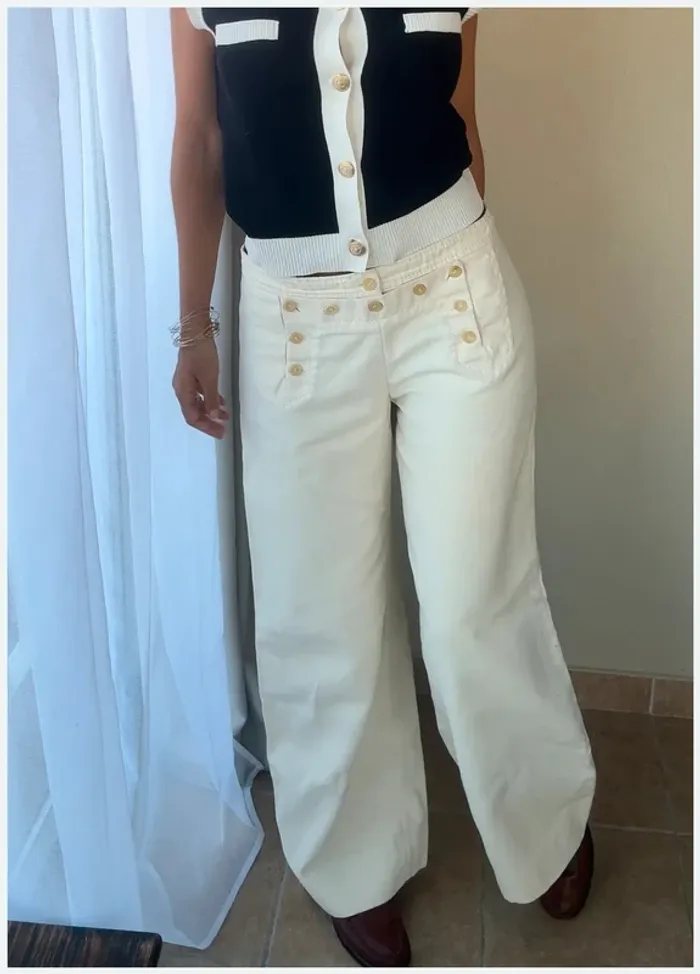 Pantalon Céline blanc crème 42 parfait état - photo numéro 8