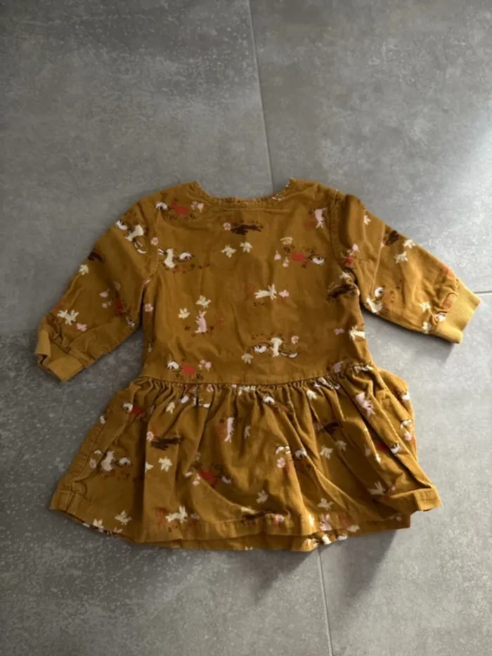 Robe manche longue marron beige 12 mois
