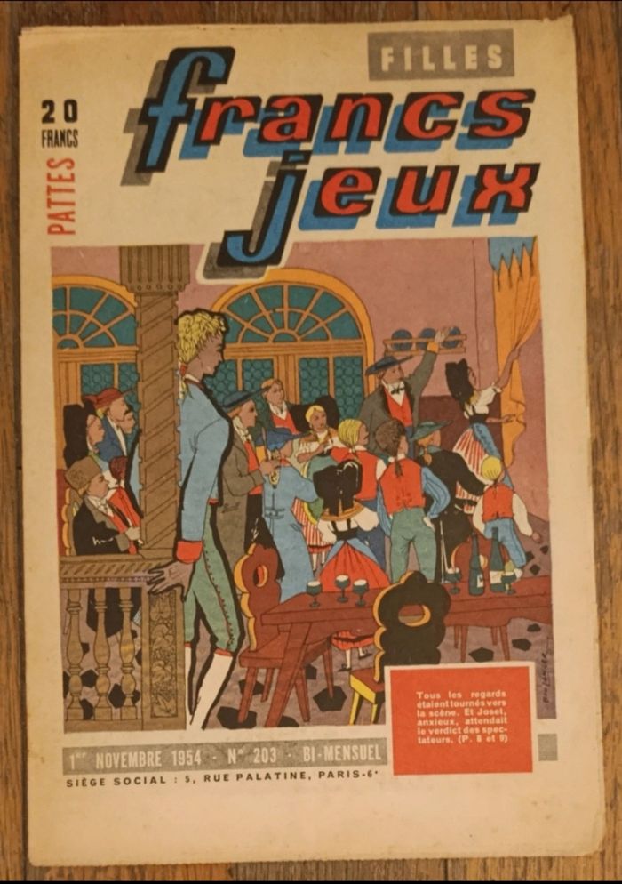 Ancien journal Francs jeux Filles N°203 1954 vintage