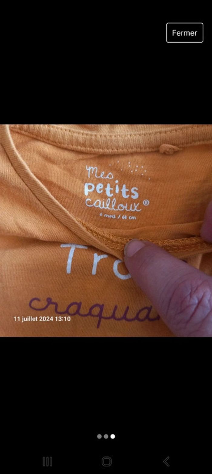 T shirt longues manches bébé fille 6 mois mes.petits cailloux - photo numéro 3