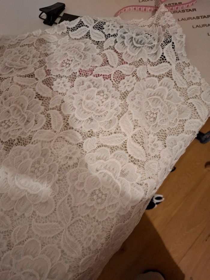 Combishort robe en dentelle blanche crème taille XS/S 34/36 - photo numéro 14