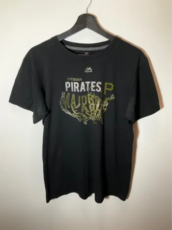 T-shirt noir pour homme Majestic Pittsburgh Pirates MLB taille M 464