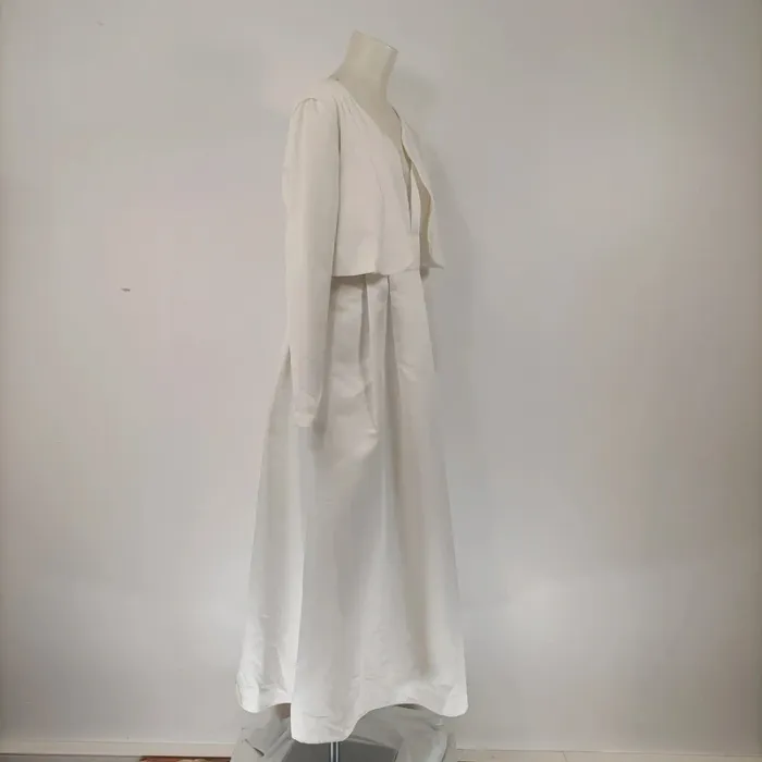 Robe longue blanche satinée Charms avec veste boléro assortie taille S cérémonie A099 - photo numéro 13