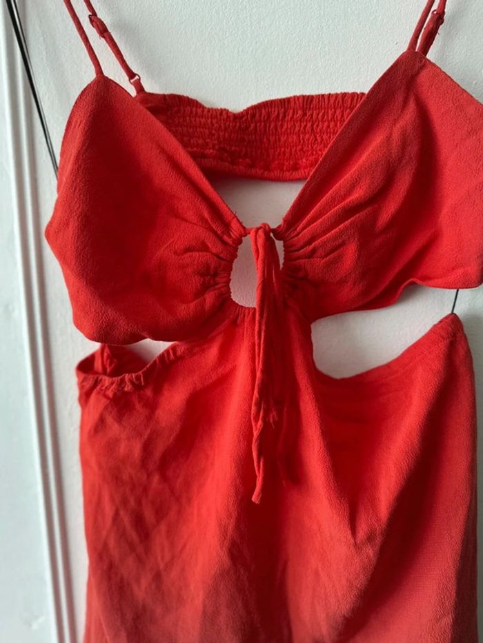 Robe courte à bretelles avec ouvertures corail/rouge taille M H&M - photo numéro 4