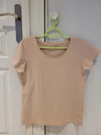 T-shirt manches courtes 95% coton nude rose pâle abricot