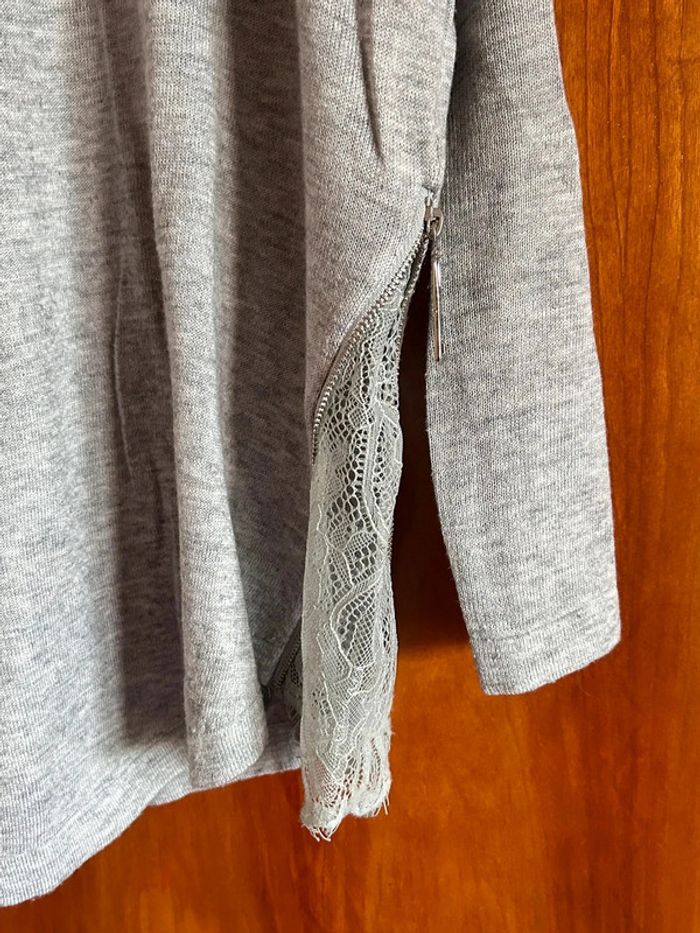 Pull gris dentelle Nicole taille unique - photo numéro 3