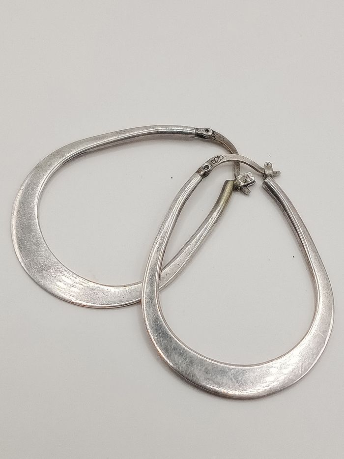 Orecchini cerchio ovalizzato argento 925 - photo numéro 4