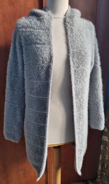 Cardigan fausse fourrure avec capuche et poches
