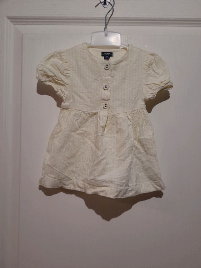 Robe à rayures jaune et blanc en lin Kiabi