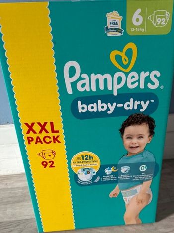 Pack xxl 92 Couches pampers Baby-Dry 13-18kg Taille 6