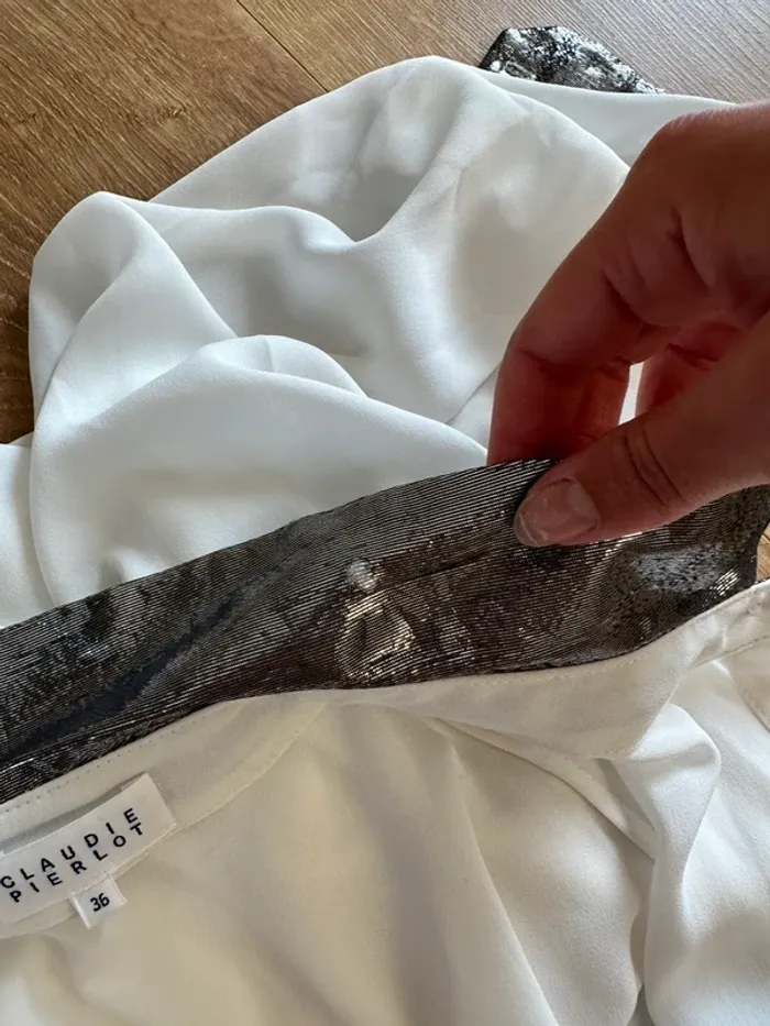 Blouse Claudie Pierlot blanc et argentée taille 36 - photo numéro 5