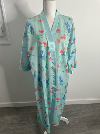 Peignoir kimono long à fleurs vert menthe Damart T40 L