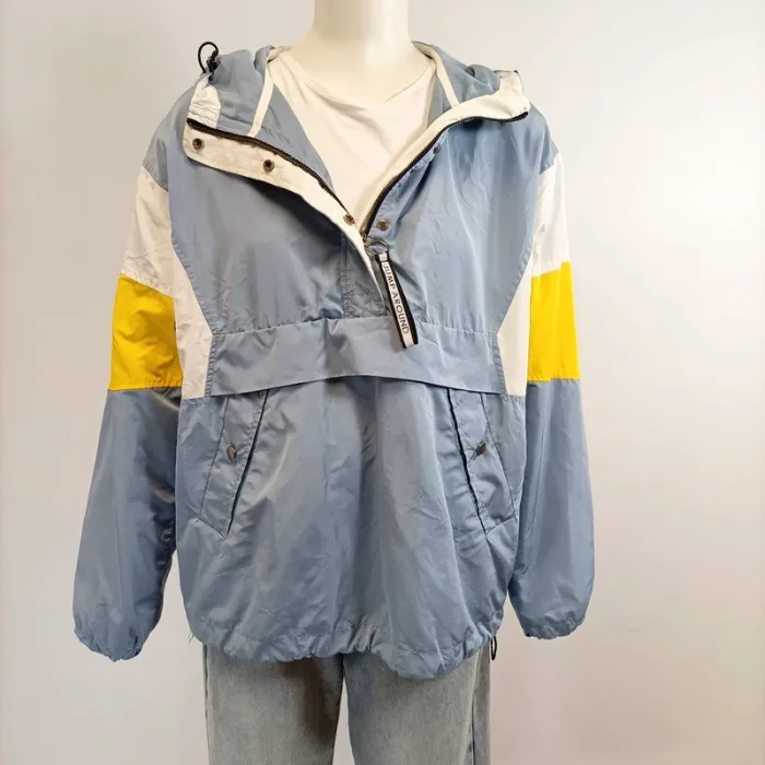 Coupe-vent Bershka taille M poche kangourou - bleu jaune blanc A1001 - photo numéro 9