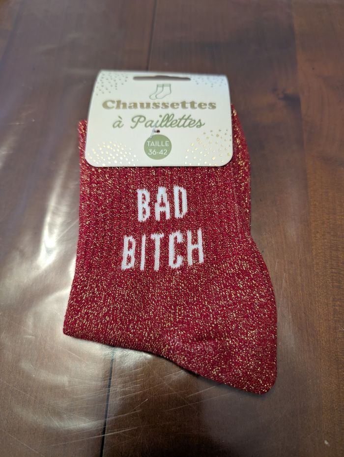 Chaussettes à paillettes Bad bitch