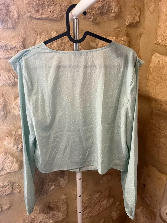 Blouse verte fleurie manche longue - photo numéro 6