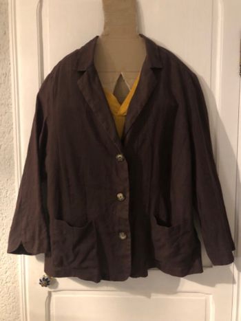 AN18- Veste/blazer 100% lin couleur chocolat T 50-52