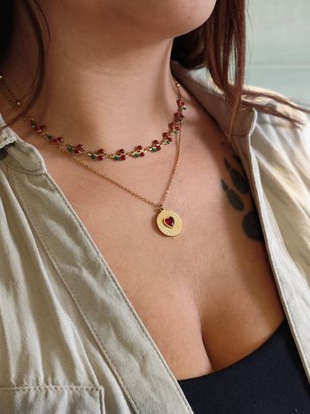 Collier coeur cerise ✅