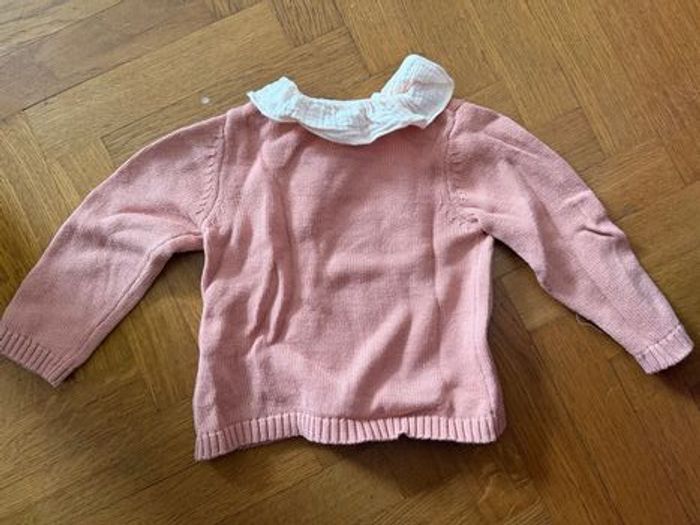 Cardigan rose saumon à collerette 18mois - photo numéro 2