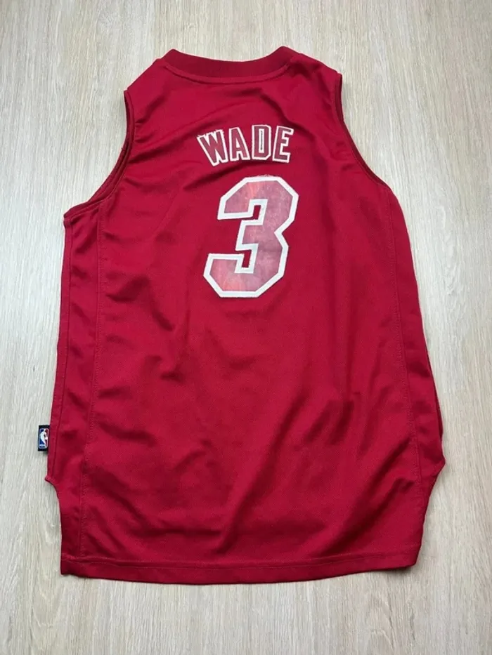 Maillot NBA Miami Heat #3 Dwyane Wade Adidas Swingman Rouge - Taille M enfant - photo numéro 2