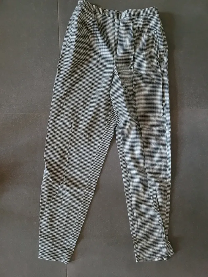 Pantalon à pince à carreaux vichy noir et blanc
Vintage tex 80's