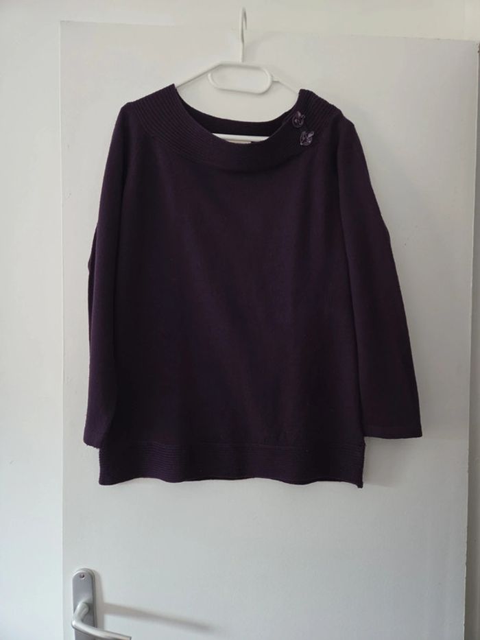 Pull femme hiver col bardot violette TBE taille M, canda