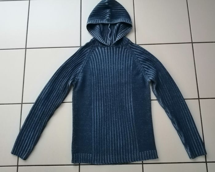pull à capuche bleu La Redoute chiné taille 16 ans comme NEUF - photo numéro 2