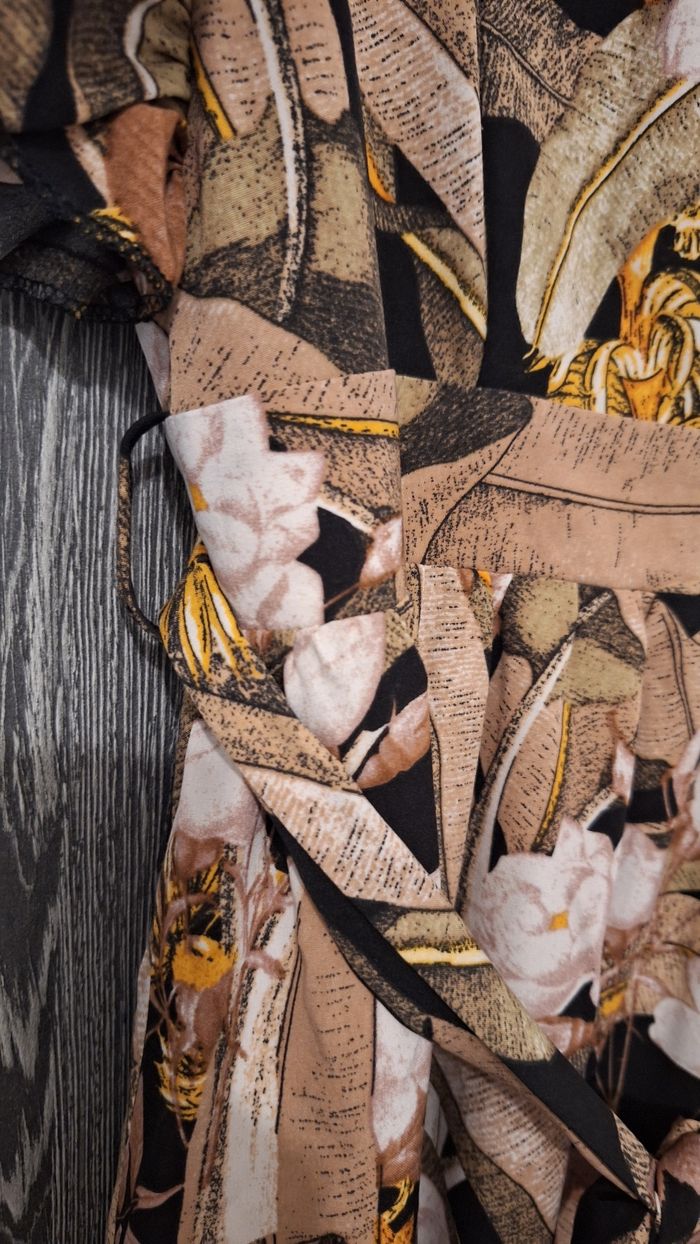 Robe longue manches courtes froufrou imprimé fleuri - photo numéro 6