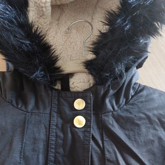 Manteau trenchs noir chaud avec capuche fille - photo numéro 2