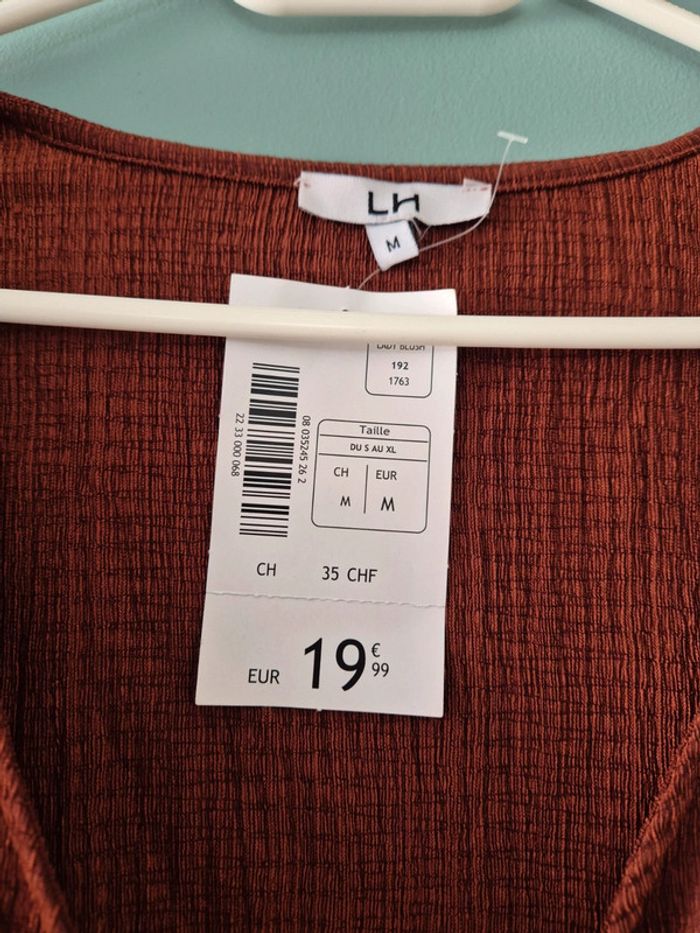 Blouse en crepe, marron, avec boucle, taille 38, la halle, neuve - photo numéro 8