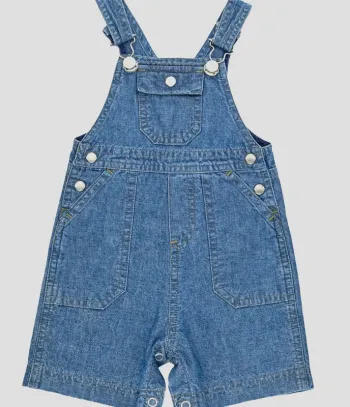 Salopette-short 3 mois en jean Petit Bateau